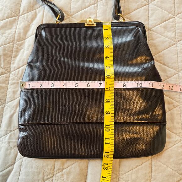 Via Spiga Purse Womens Expresso Snake Embossed Leather Classic Old Money READ - Picture 14 of 16